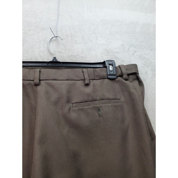 Haggar Dress Pants Men's Size 40 Brown Polyester Slash Pockets Expandable Waist - Picture 8 of 10